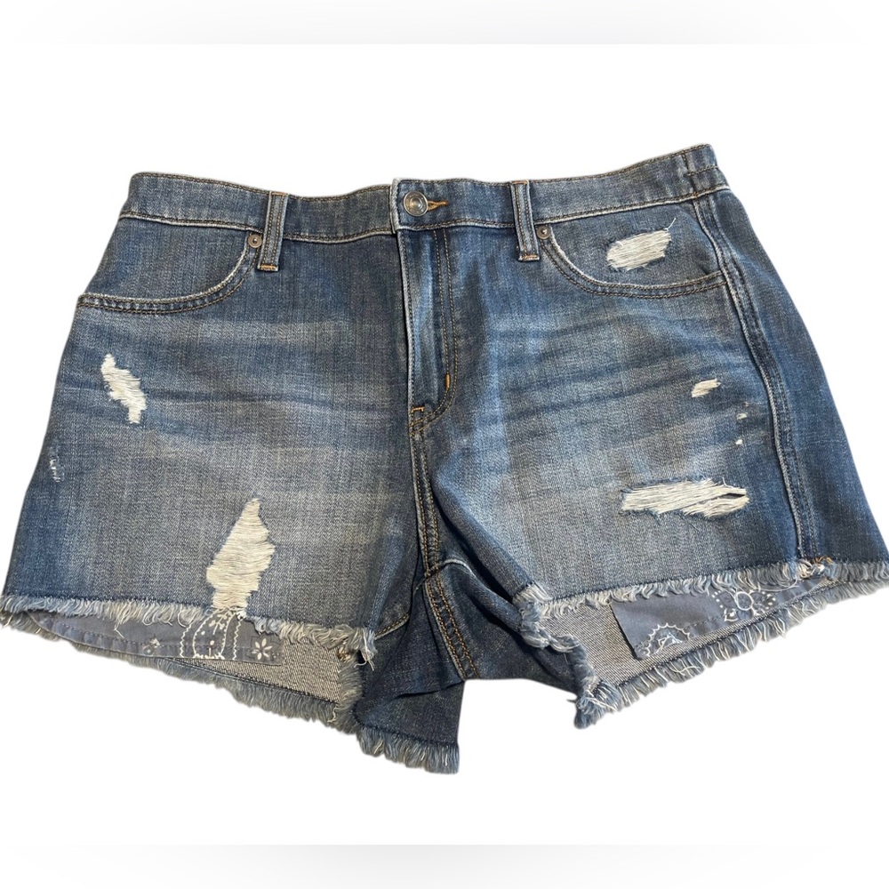 aerie Distressed Denim Shorts in Blue